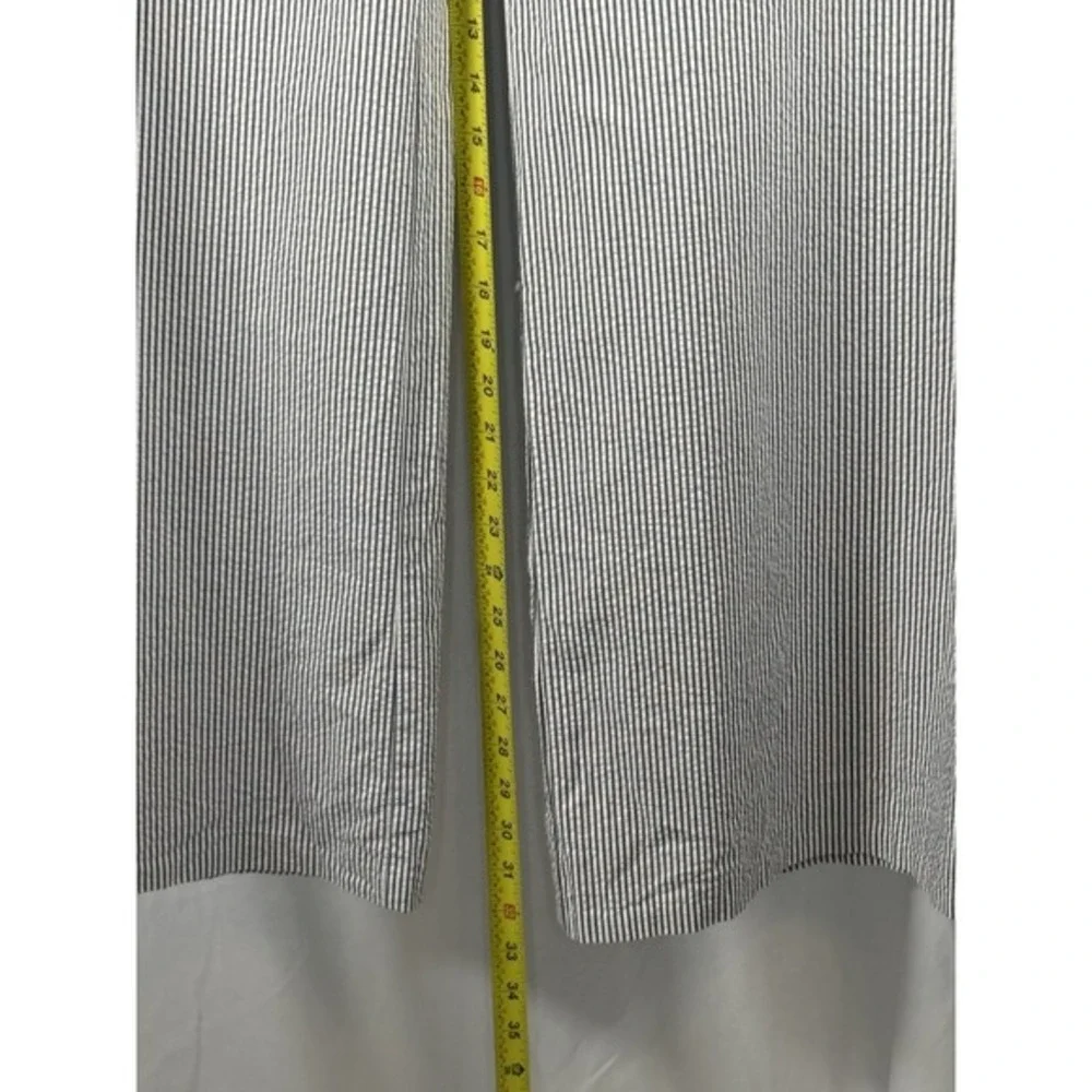 Ann Taylor Loft Seersucker‎ Wide Leg Striped Pants Blue White Cotton 12 86-37